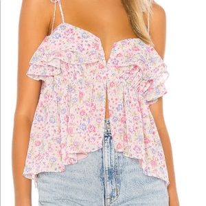 LPA Floral Ruffle Blouse - Pink and Purple
